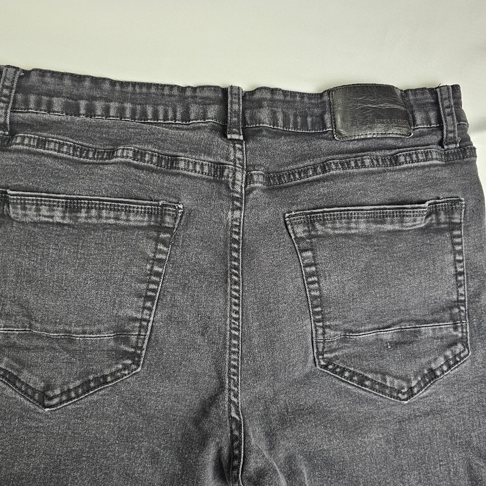 Hudson & Barrow Mens 36×32 Slim Stretch Black Distressed Jeans - Picture 4 of 12
